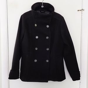 H&M Black velvet-like Pea coat